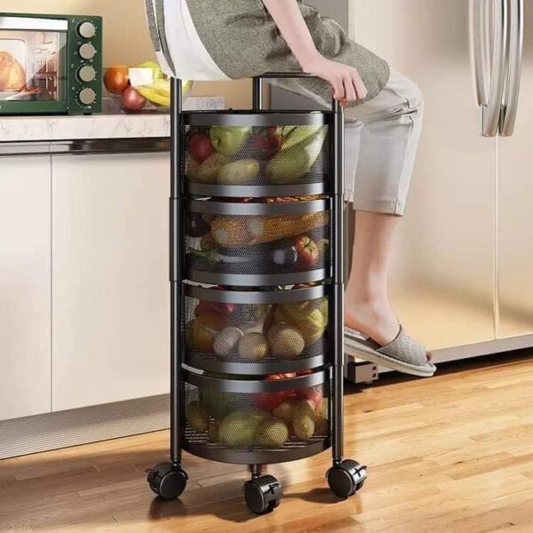 4 Layer Round Shape Kitchen Rack – 360° Rotating Storage Organizer