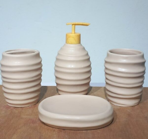 Complete Ivory Ceramic Bathroom Accessory Set – 4 Pieces